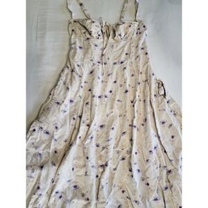 Sim & Sam Women Purple Floral Linen Blend Midi Dress Cream Size M Cottagecore